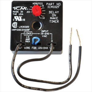 ICM Controls ICM102F Delay on Make Timer with .03-10 Minute Adjustable Time Delay, Universal 18-240 VAC, 6" Wire Leads