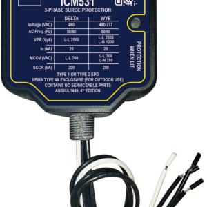 ICM Controls ICM531 3-PHASE SURGE PROTECTIVE DEVICE, 480VAC (DELTA) OR 277/480VAC (WYE)