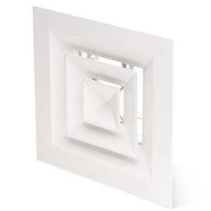 Aluminium 4-Way Diffuser - Neck Size 375mm x 375mm - Overall 520mm Square